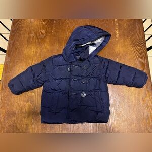 Baby Gap Dark Blue Winter Hooded Puffer Coat Outdoor Casual 12-18M